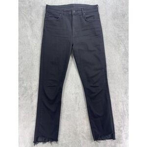 Mother Jeans Womens 28 Black Denim Raw Hem Mid Rise Dazzler Ankle Step Fray